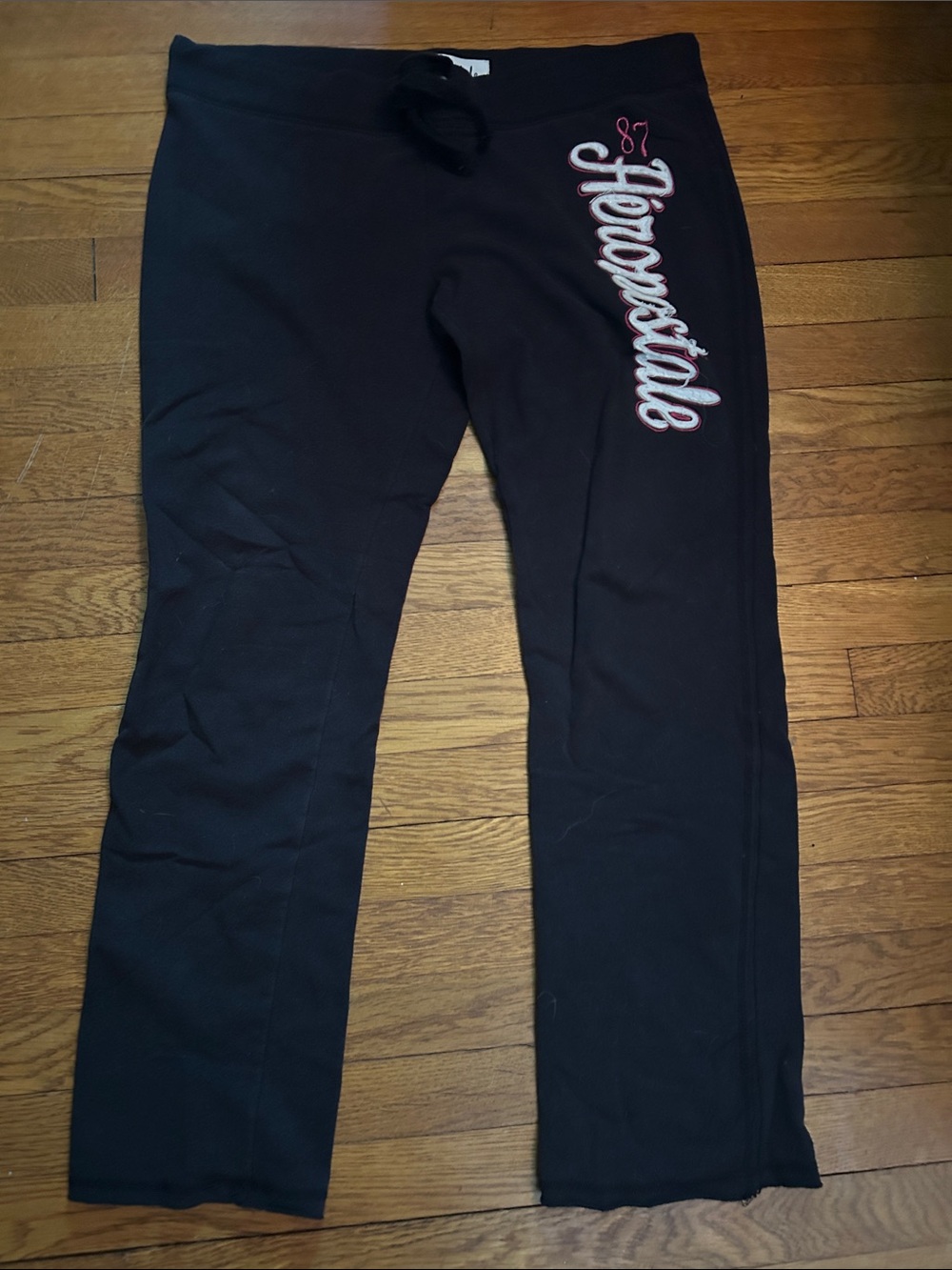 Aeropostale Black ' Logo Joggers with Pink & white Trim